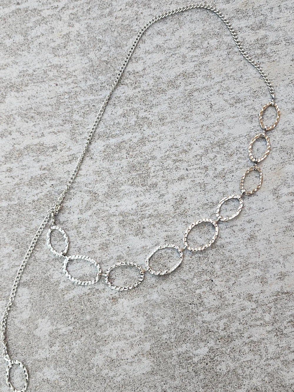 Oval Silver-Tone Chain Link Belt, Adjustable